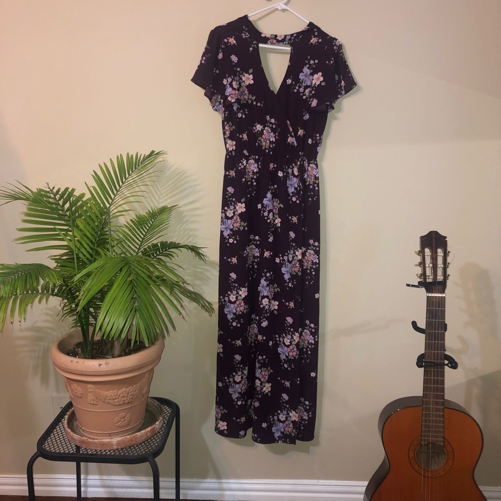 Floral maroon dress